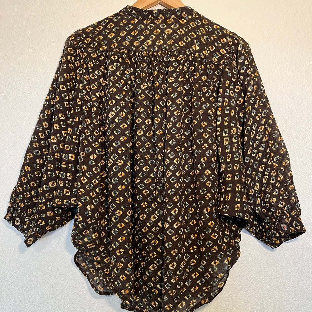 Anthropologie Patterned Button Down Boho Blouse S… - image 2